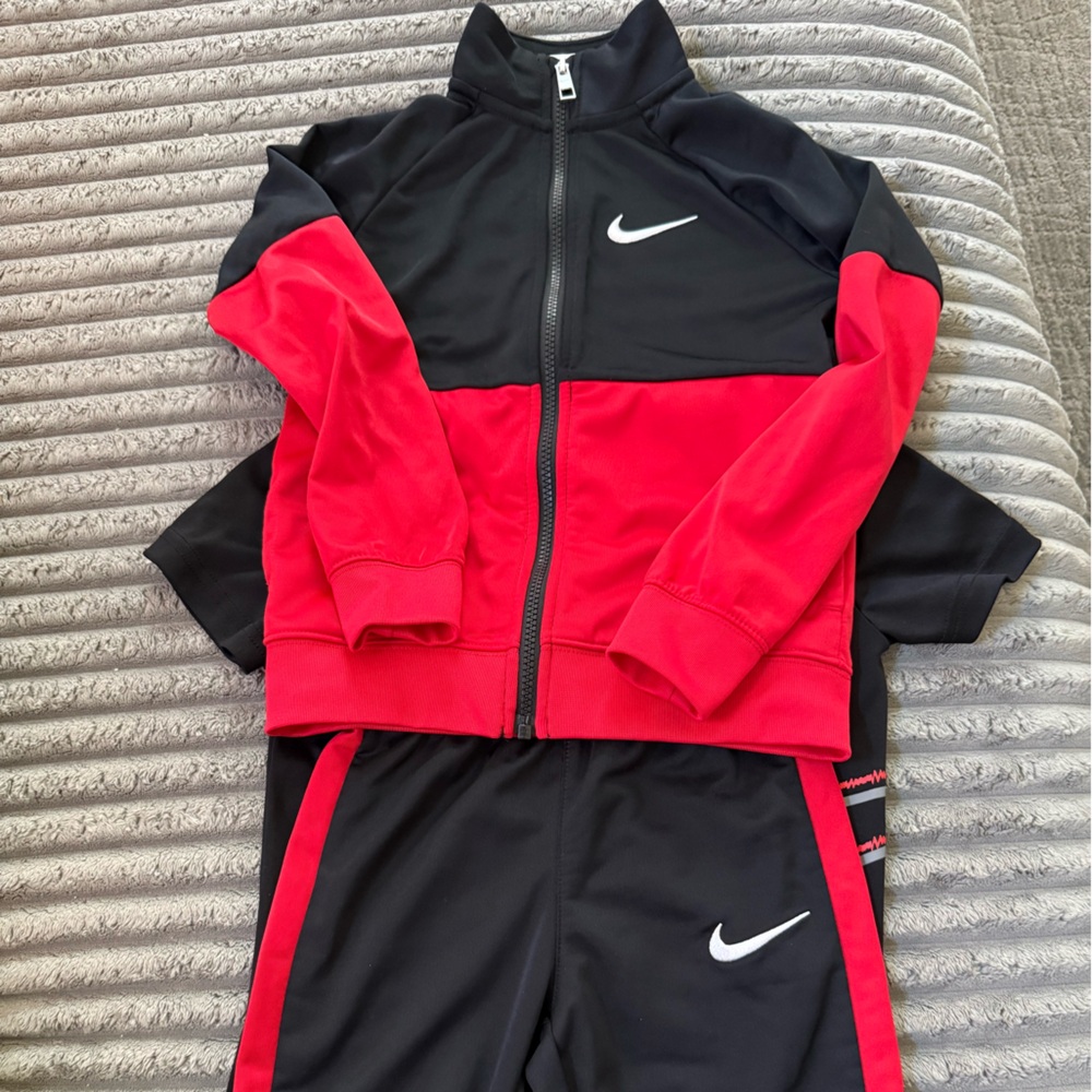Nike Red and Black Athletic Tracksuit